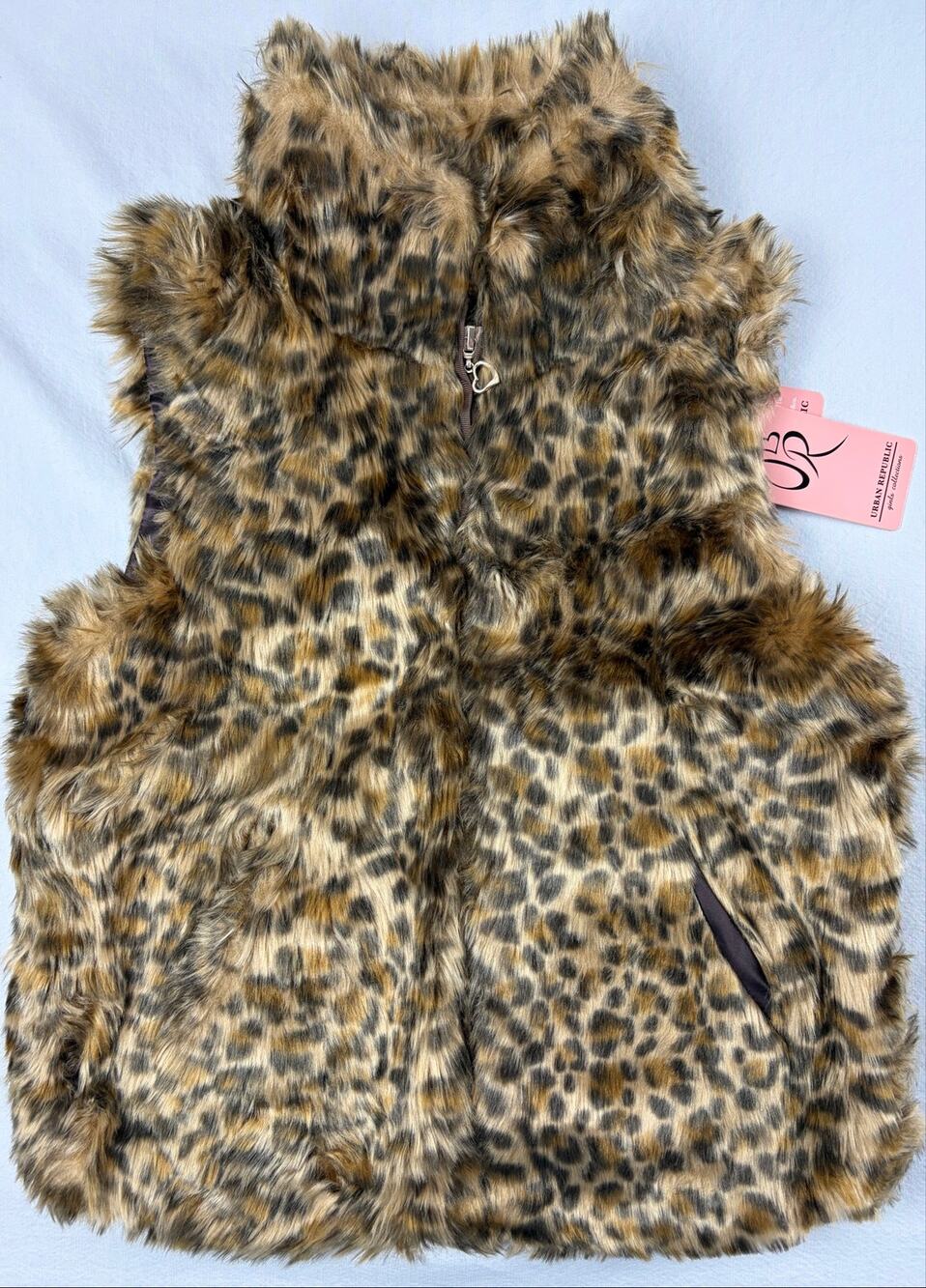 NWT Urban Republic Leopard Faux Fur Vest Big Girl L 14
